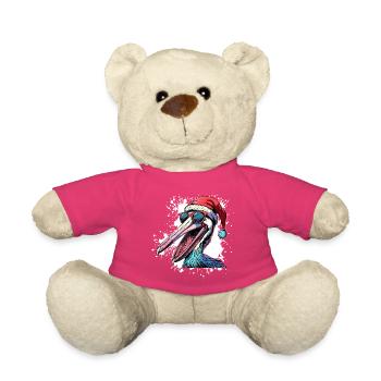 Pelican Bird Christmas Funny - Teddy Bear - pink - Front