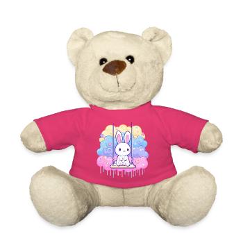 Cuddly bunny on cloud swing - Teddy Bear - pink - Front
