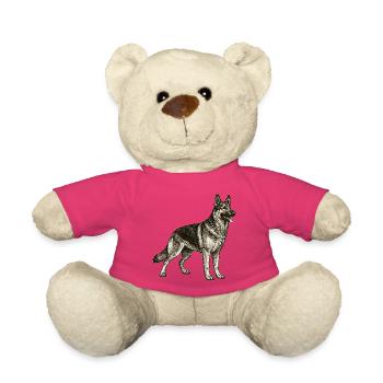 Vintage German Shepherd Illustration – Loyalty & Strength - Teddy Bear - pink - Front