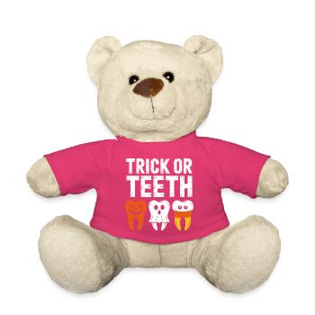T-shirt Halloween Trick or Teeth - Nounours - rose - Devant