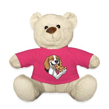 Süßer Beagle Hund Cartoon Pizza Liebhaber Italieni - Teddy - Pink - Vorne