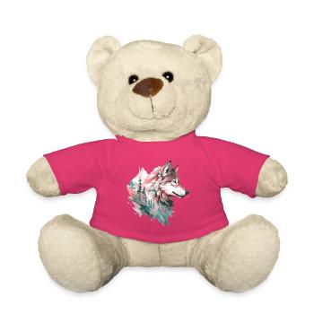 Loup Tête de loup Forêt Nature Montagnes Désert Coloré - Nounours - rose - Devant