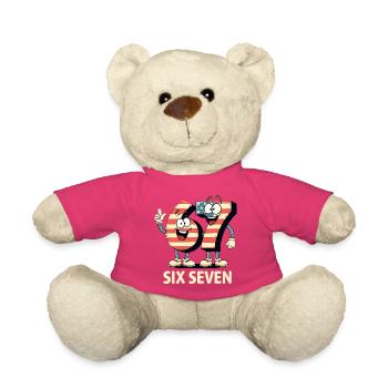 US Flag 67 Memes Six Seven - Teddy Bear - pink - Front