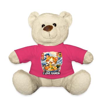 I love Ramen Cat Neko Kawaii Anime - Teddy Bear - pink - Front