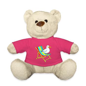 Seemöwe auf buntem Strandstuhl - Teddy - Pink - Vorne