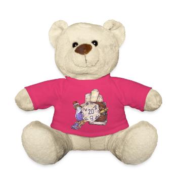 Rollenspiel Tabletop D20 Würfel Geschenk Zauberer  - Teddy - Pink - Vorne