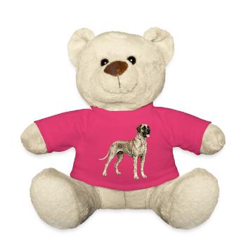 Great Dane Vintage Illustration – Classic Dog Graphic - Teddy Bear - pink - Front