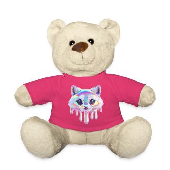 Neon Waschbär – Bunter Tropf Look - Teddy Bear - pink - Front