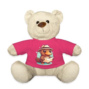 Castor d’explorateur avec chapeau de cartes - Nounours - rose - Devant