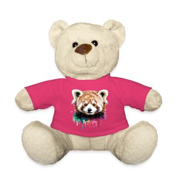 Art couleur tête de panda rouge - Nounours - rose - Devant