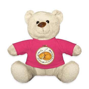 Le chat endormi dans le cercle floral - Nounours - rose - Devant