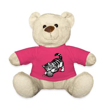 Chaton joueur et laine - Nounours - rose - Devant