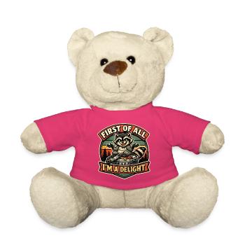 Forest animal Raccoon: I am a joy - Teddy Bear - pink - Front