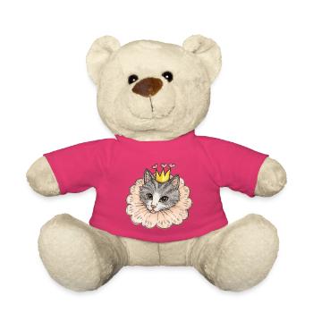 Gekrönte Katze mit Rüschenkragen - Teddy - Pink - Vorne