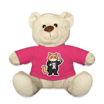 Dirigent Katze Orchester Taktstock T-Shirt - Teddy - Pink - Vorne
