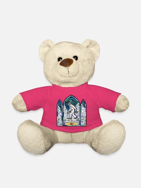Buntglas-Yeti in Schneelandschaft - Teddy - Pink