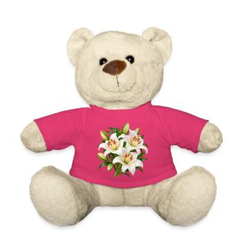 Weiße Lilien-Blumenstrauß-Kunst - Teddy - Pink - Vorne