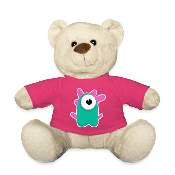 Cyclope turquoise mignon | Monstre rose drôle - Nounours - rose - Devant