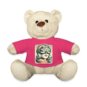 skiing skier snow winter sports holiday - Teddy Bear - pink - Front