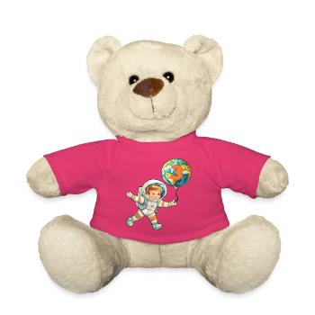 3 Birthday Astronaut 3 Years Space Earth - Teddy Bear - pink - Front