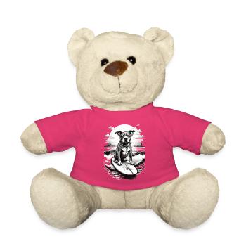 Chien surfeur en noir et blanc - Nounours - rose - Devant