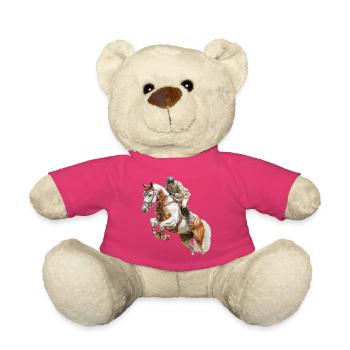 Jumping rider at a gallop - Teddy Bear - pink - Front
