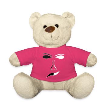 Abstrakte Gesichtslinien Kontrast Maske - Teddy - Pink - Vorne