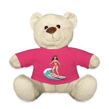 Pin-up-Mädchen auf dem Surfbrett - Teddy - Pink - Vorne