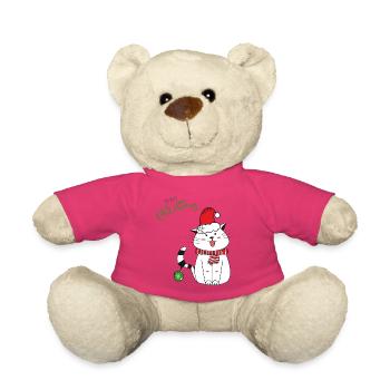 Chat de Noël avec le Chapeau de Père Noël - Nounours - rose - Devant