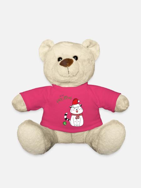 Weihnachtskatze mit Weihnachtsmütze - Teddy - Pink