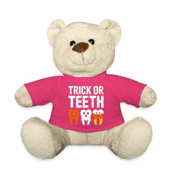 T-shirt Halloween Trick or Teeth - Nounours - rose - Devant
