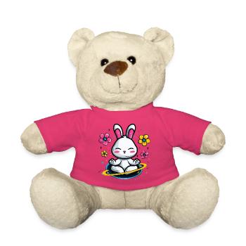 Moon Bunny in the Flower Circle - Teddy Bear - pink - Front