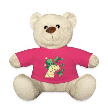 Chien Labrador au chapeau vert et trèfles - Nounours - rose - Devant