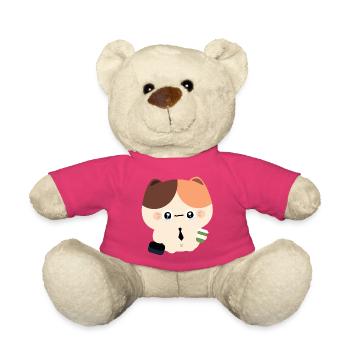 Kawaii Crying Cat avec du café - Nounours - rose - Devant