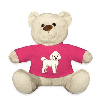 Caniche blanc - Nounours - rose - Devant