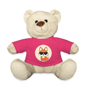 Fuchsabzeichen mit schwarzer Brille - Teddy - Pink - Vorne
