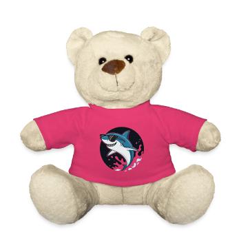 Surfer shark with dark glasses - Teddy Bear - pink - Front