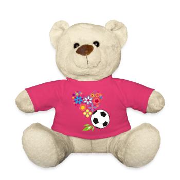 Blumenherz mit Fußball - Teddy - Pink - Vorne