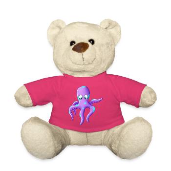 Purple Squid Pop Art - Teddy Bear - pink - Front