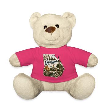 Georgia Peach State Vintage-Kartenaufkleber - Teddy - Pink - Vorne