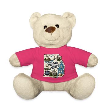 Rhode Island Ocean State Vintage-Aufkleber - Teddy - Pink - Vorne