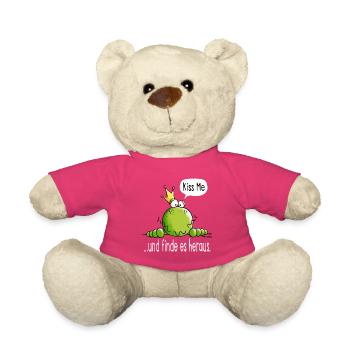 Küss mich oder finde es heraus - Frosch - Geschenk - Teddy - Pink - Vorne