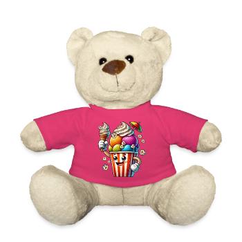 motif de glace de dessin animé joyeux pour les plaisirs de l’été - Nounours - rose - Devant