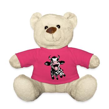 Jumping Calf - Funny Cow Calf Design - Teddy Bear - pink - Front