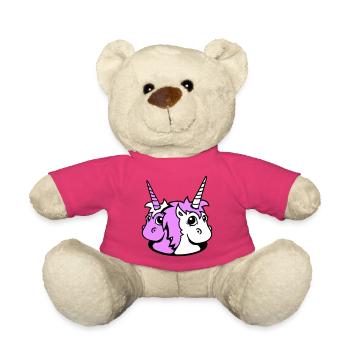 2 Unicorn Girl Team Cute Bottom Hole Friends - Teddy Bear - pink - Front