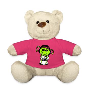 Gamer Raupe Nerd zocken Controller Konsole Spiel - Teddy - Pink - Vorne