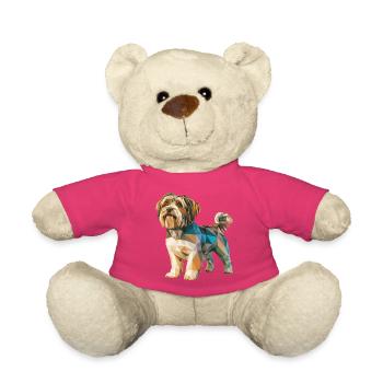 Shih Tzu - Cooles Low-Poly-Logo - Teddy - Pink - Vorne
