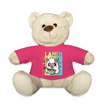 Rainbow Ramen Llama - Teddy Bear - pink - Front