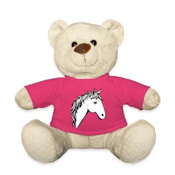 Cheval Tête de Cheval T-shirt Cadeau Cavalier - Nounours - rose - Devant