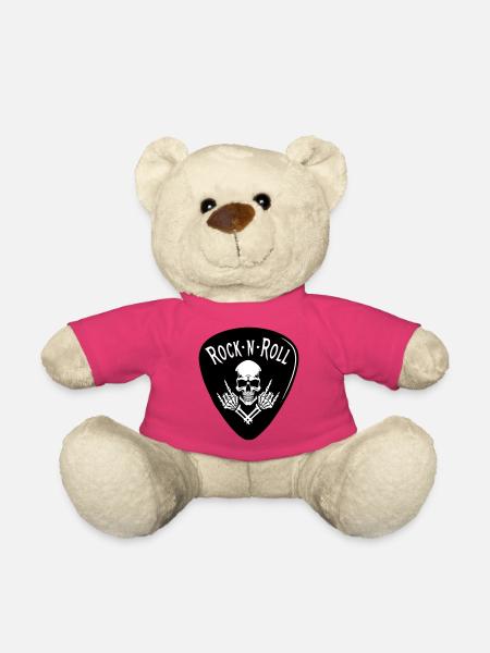 Rock N Roll Totenkopf auf Schwarz - Teddy - Pink